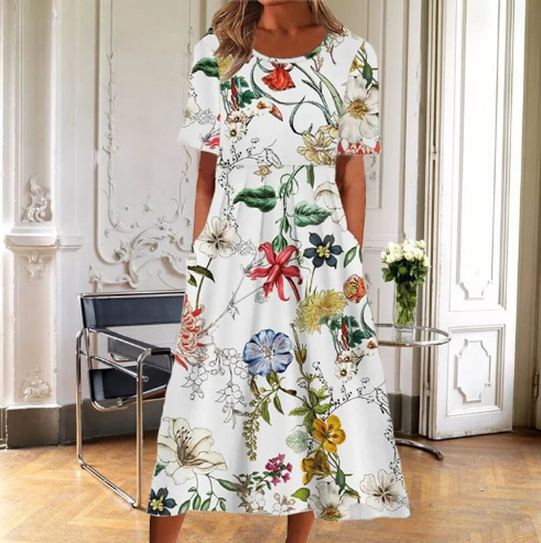 Alexis | Women's Botanical Print Midi Summer Dress