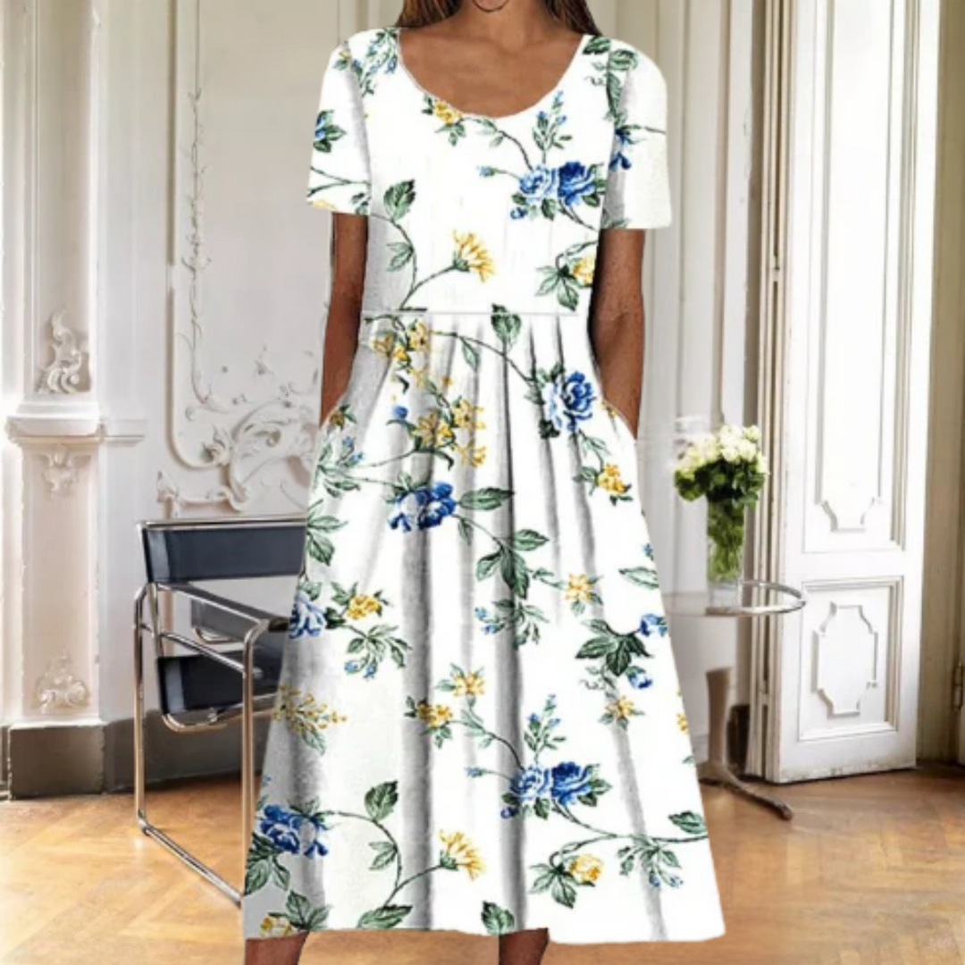Alexis | Women's Botanical Print Midi Summer Dress