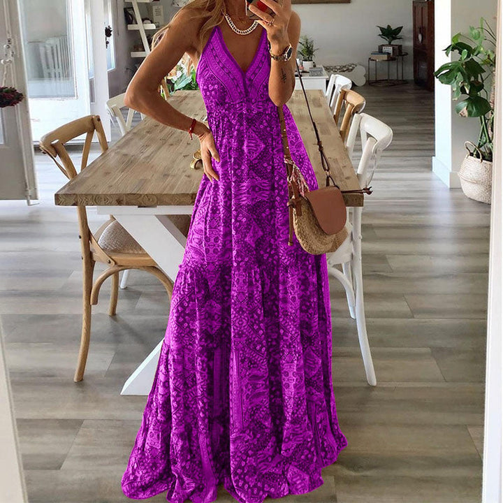 Alice | Women Boho Printed V Neck Maxi Dress