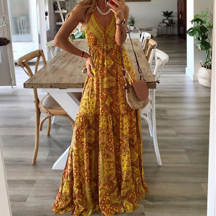 Alice | Women Boho Printed V Neck Maxi Dress