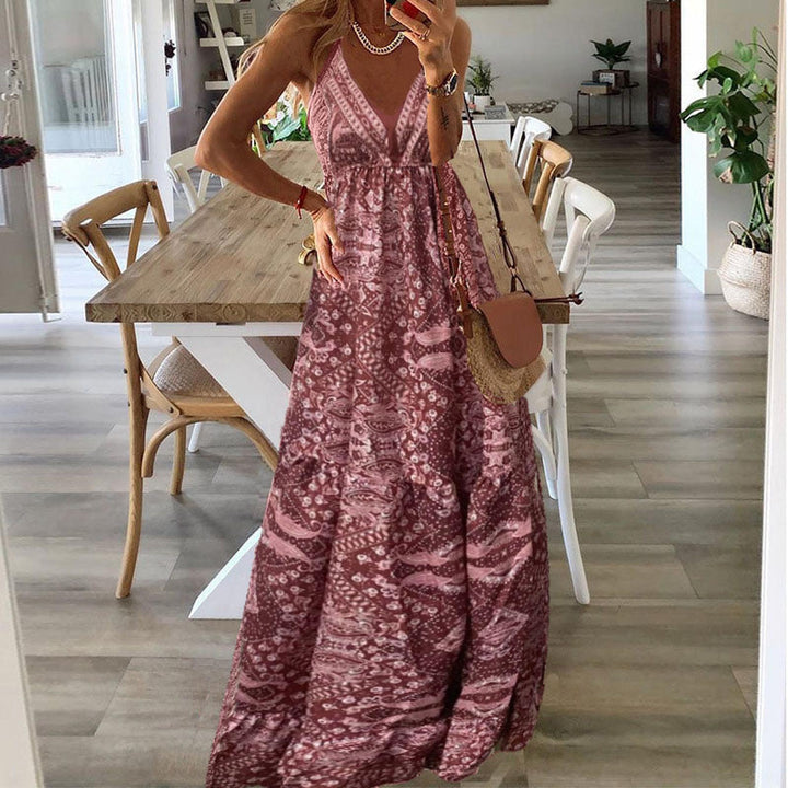 Alice | Women Boho Printed V Neck Maxi Dress