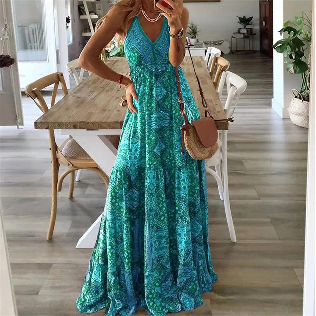 Alice | Women Boho Printed V Neck Maxi Dress