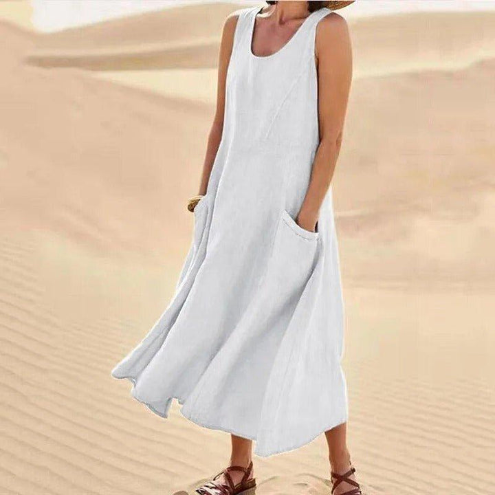 Amelia | Linen Maxi Dress Sleeveless Summer Pockets Boho