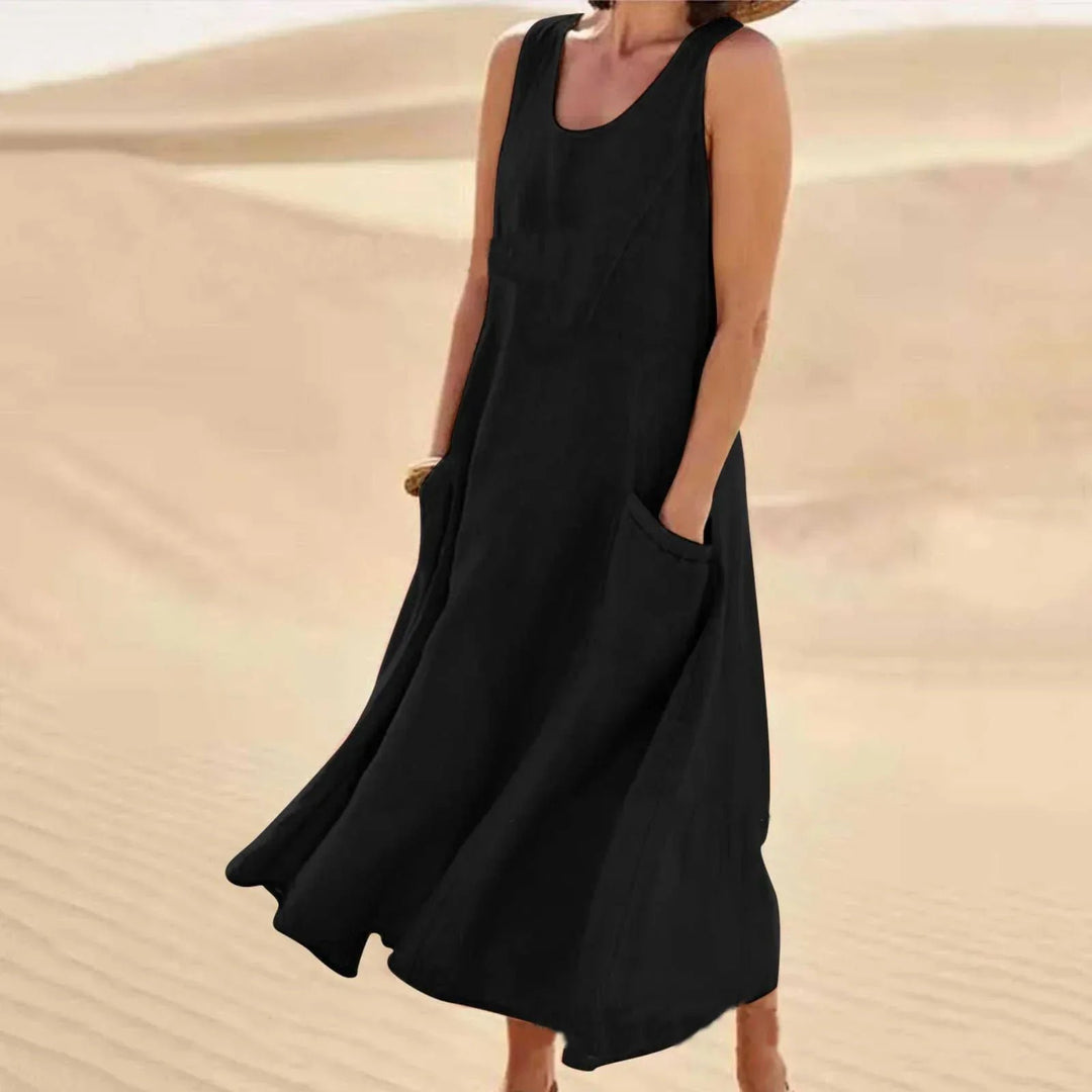 Amelia | Linen Maxi Dress Sleeveless Summer Pockets Boho