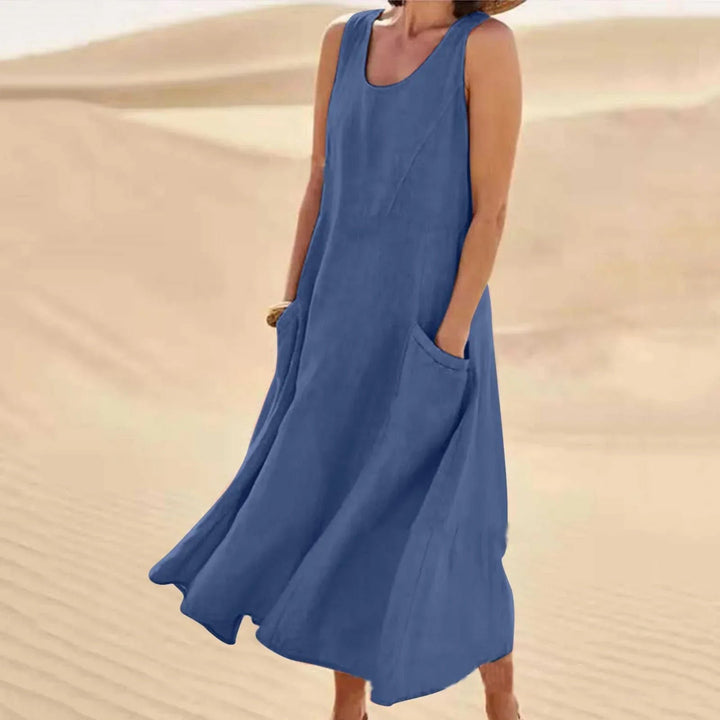 Amelia | Linen Maxi Dress Sleeveless Summer Pockets Boho