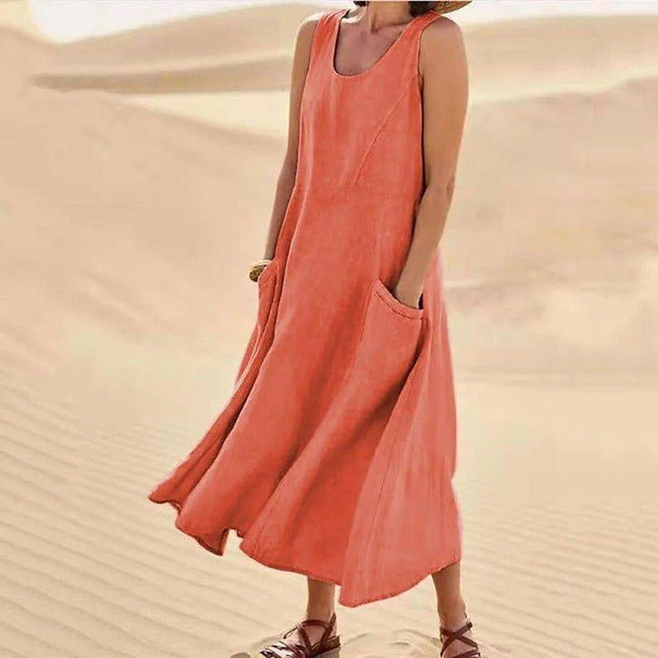 Amelia | Linen Maxi Dress Sleeveless Summer Pockets Boho