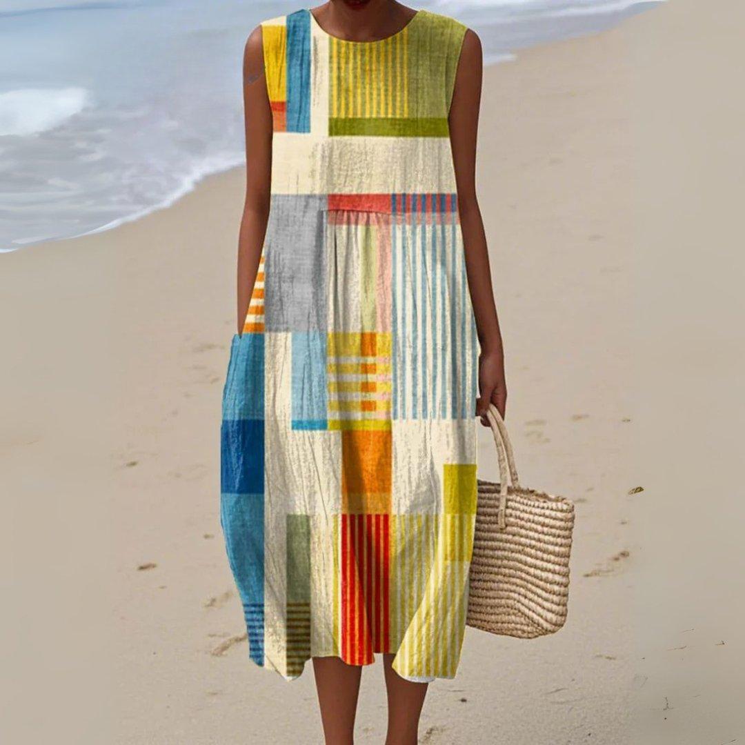 Amelia | Sleeveless Maxi Dress Geometric Print A-Line Summer