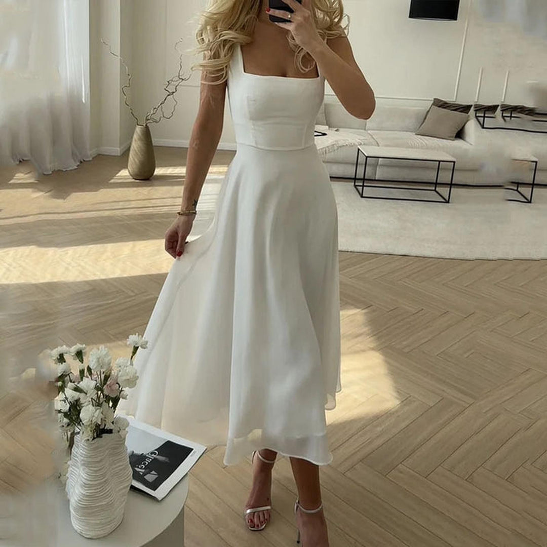 Amelia | Women Wedding Guest Elegant Square Midi Dress