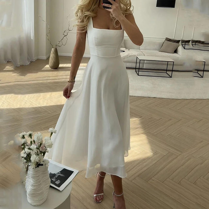 Amelia | Women Wedding Guest Elegant Square Midi Dress