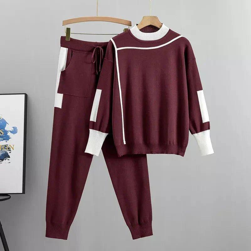 Amelia | Women's Two Piece Tracksuit Set Knit Sweater Jogger Pants