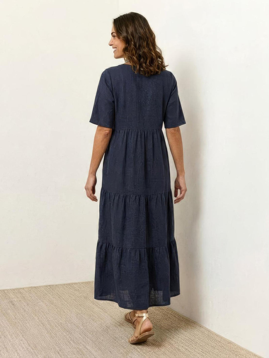 Anna | Women Boho V Neck Tiered Maxi Dress