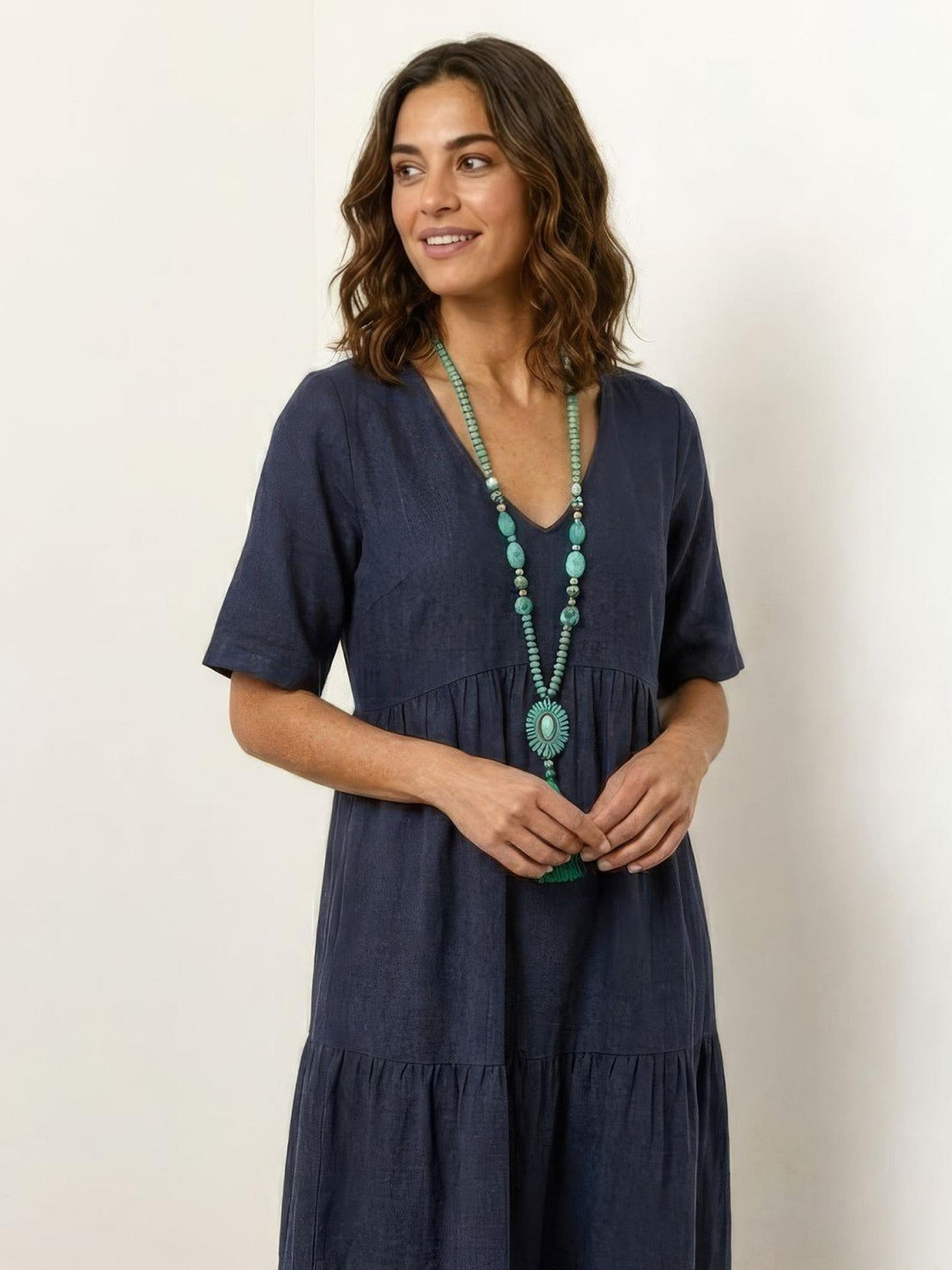 Anna | Women Boho V Neck Tiered Maxi Dress