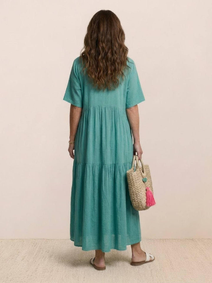 Anna | Women Boho V Neck Tiered Maxi Dress
