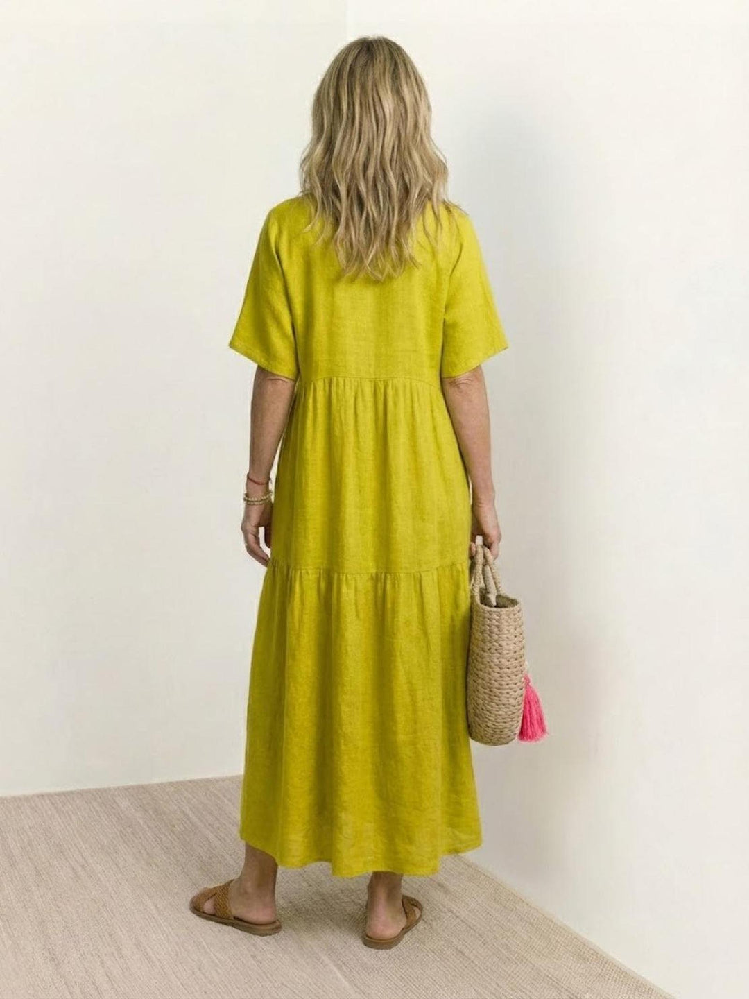 Anna | Women Boho V Neck Tiered Maxi Dress