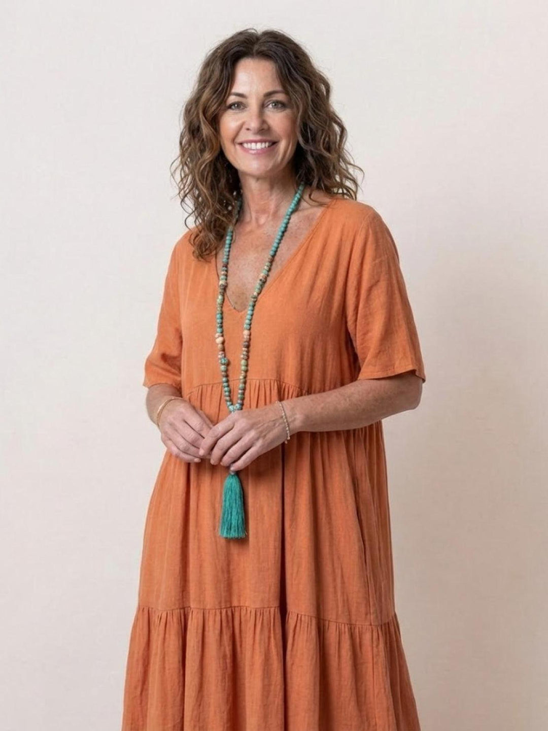 Anna | Women Boho V Neck Tiered Maxi Dress