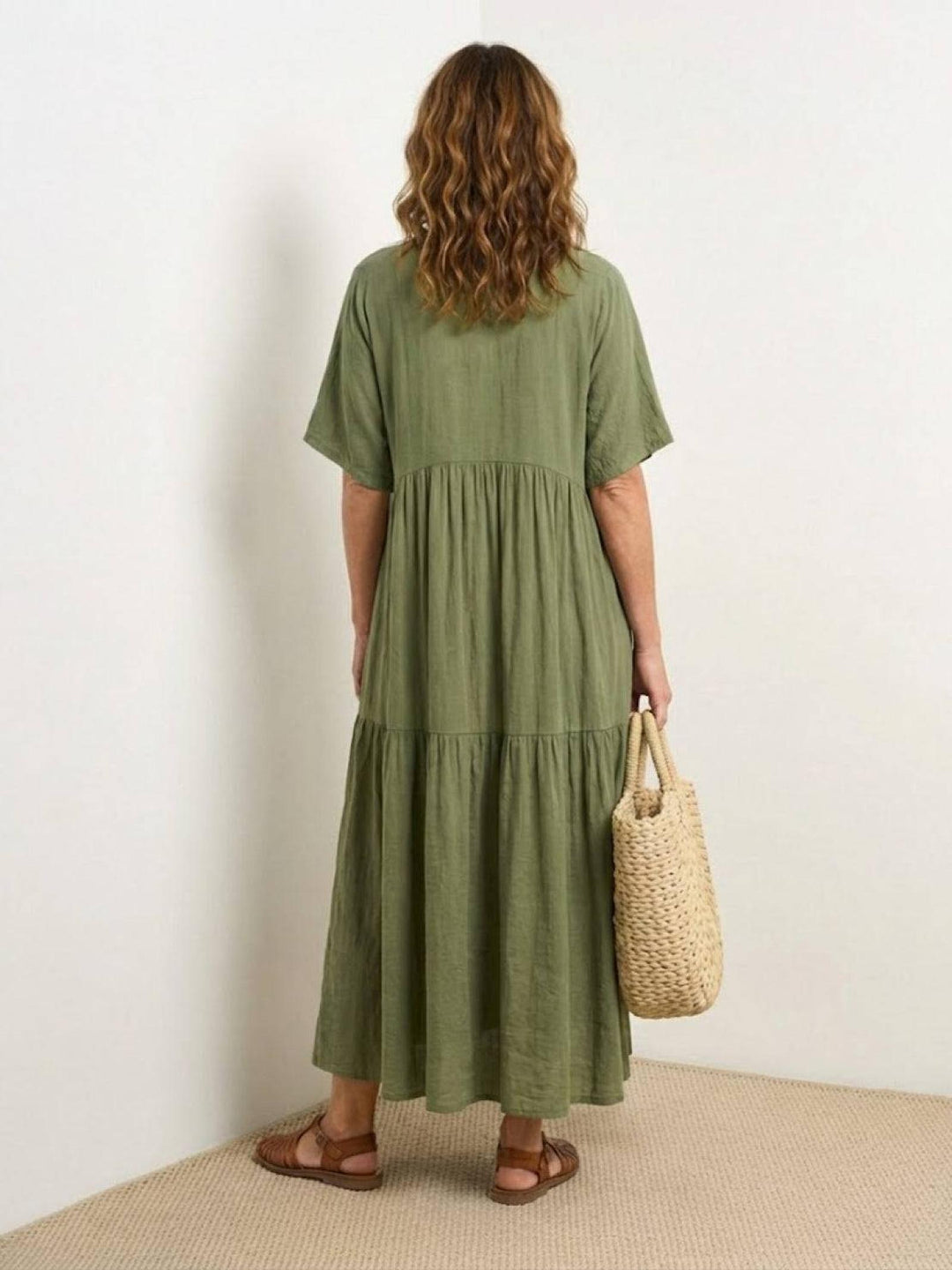 Anna | Women Boho V Neck Tiered Maxi Dress