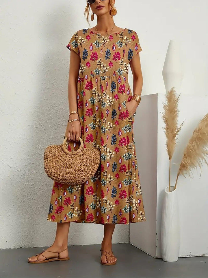 Ariana | Women's Patterned Midi Casual Summer Dress
