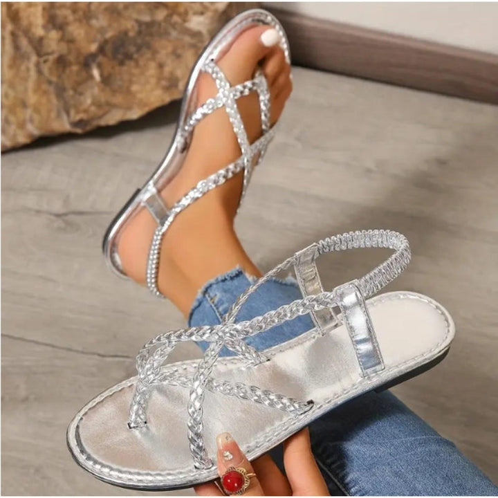 Ashley | Women's Braided Strap Flat Summer Sandals