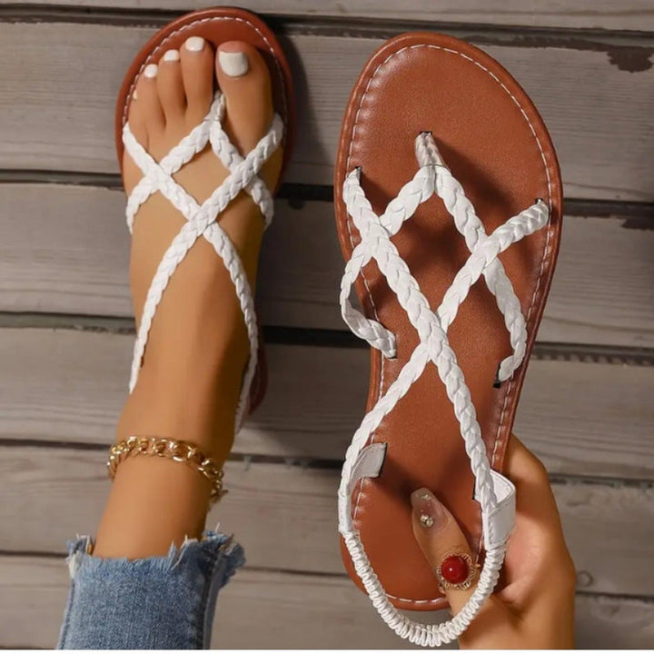Ashley | Women's Braided Strap Flat Summer Sandals