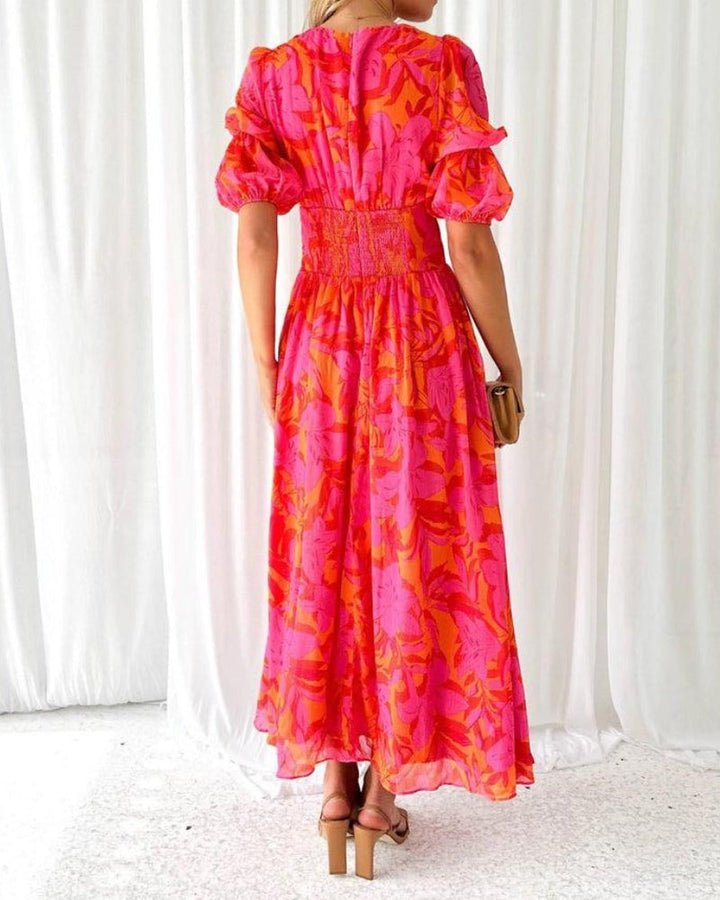 Ashley | Women's Summer Printed Maxi V Neck Dress