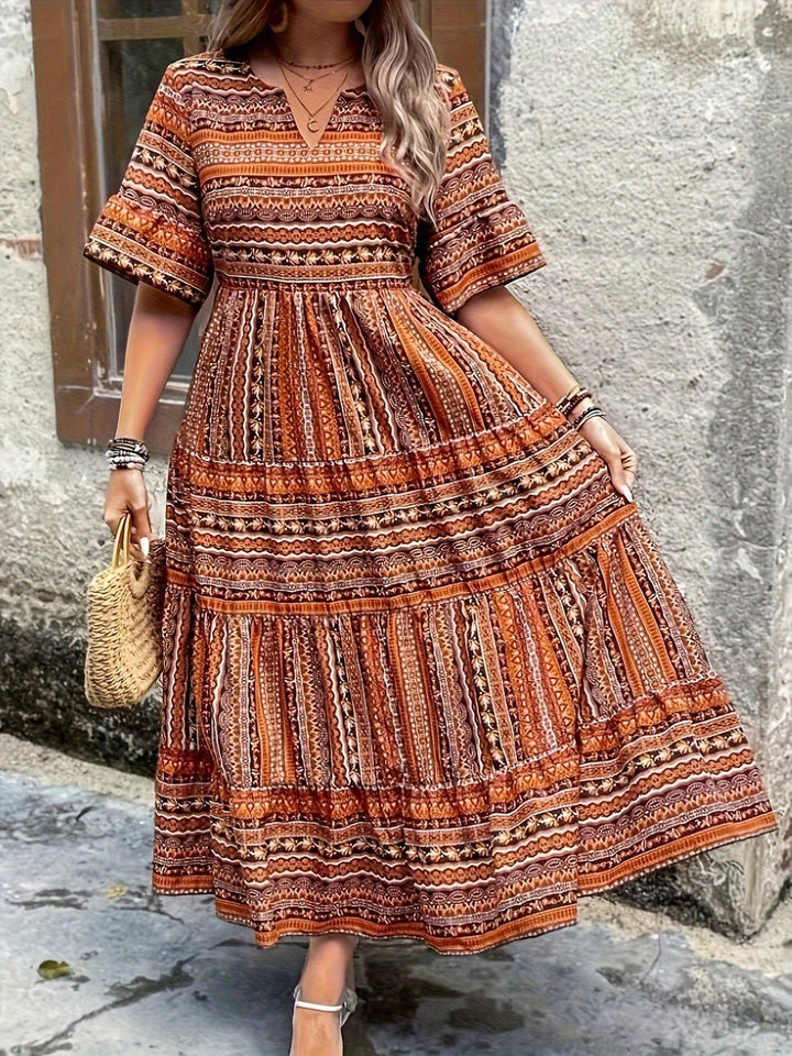 Audrey | Women’s Boho Printed Flowy Midi Dress