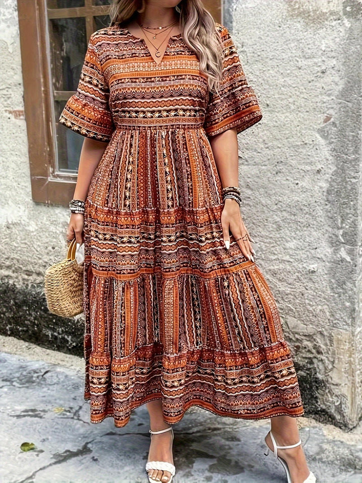 Audrey | Women’s Boho Printed Flowy Midi Dress
