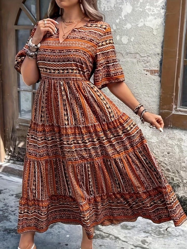 Audrey | Women’s Boho Printed Flowy Midi Dress