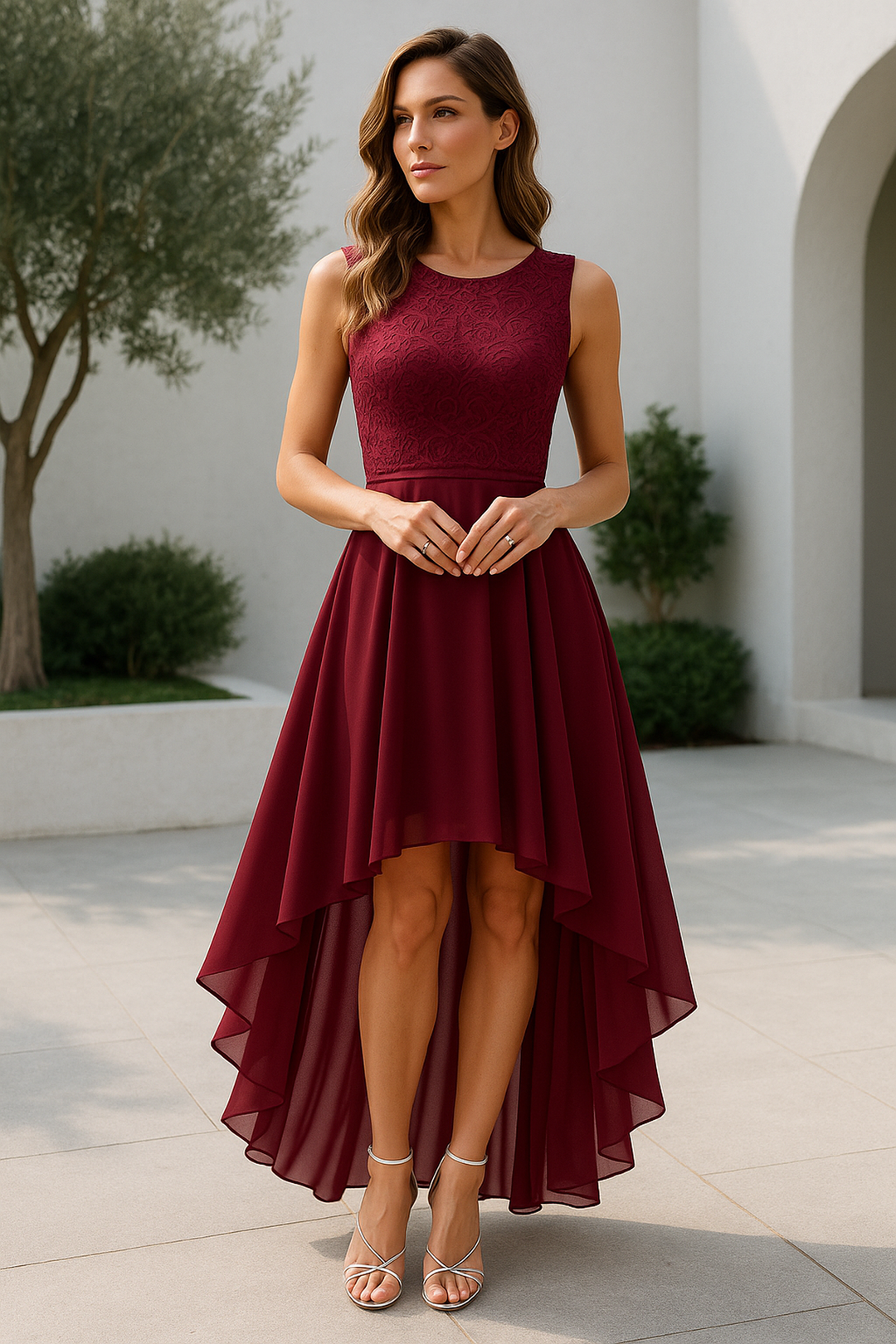 Audrey | Women’s High Low Midi Wedding Guest Dress