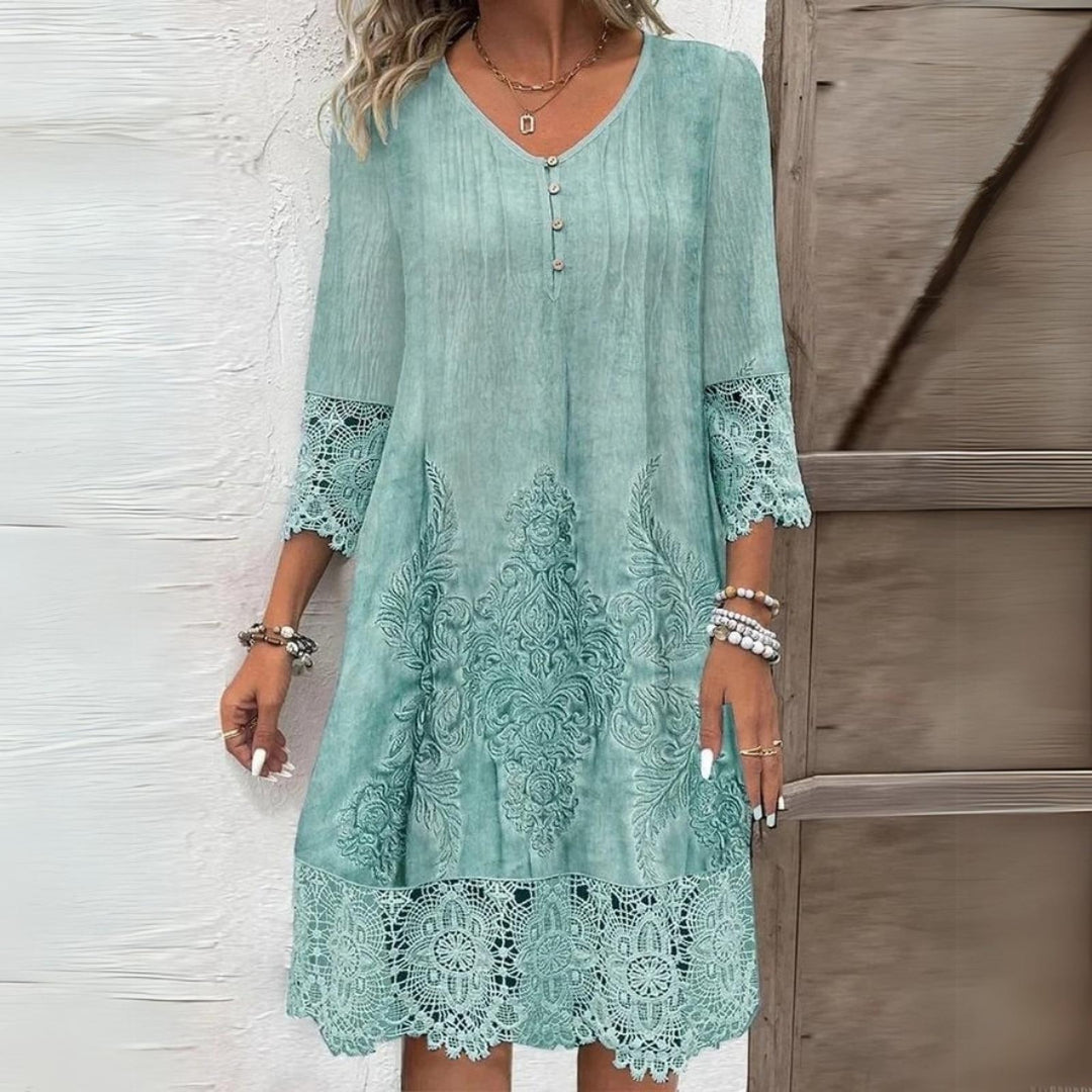 Beatrice | Women's Embroidered Lace Detail Mini Dress