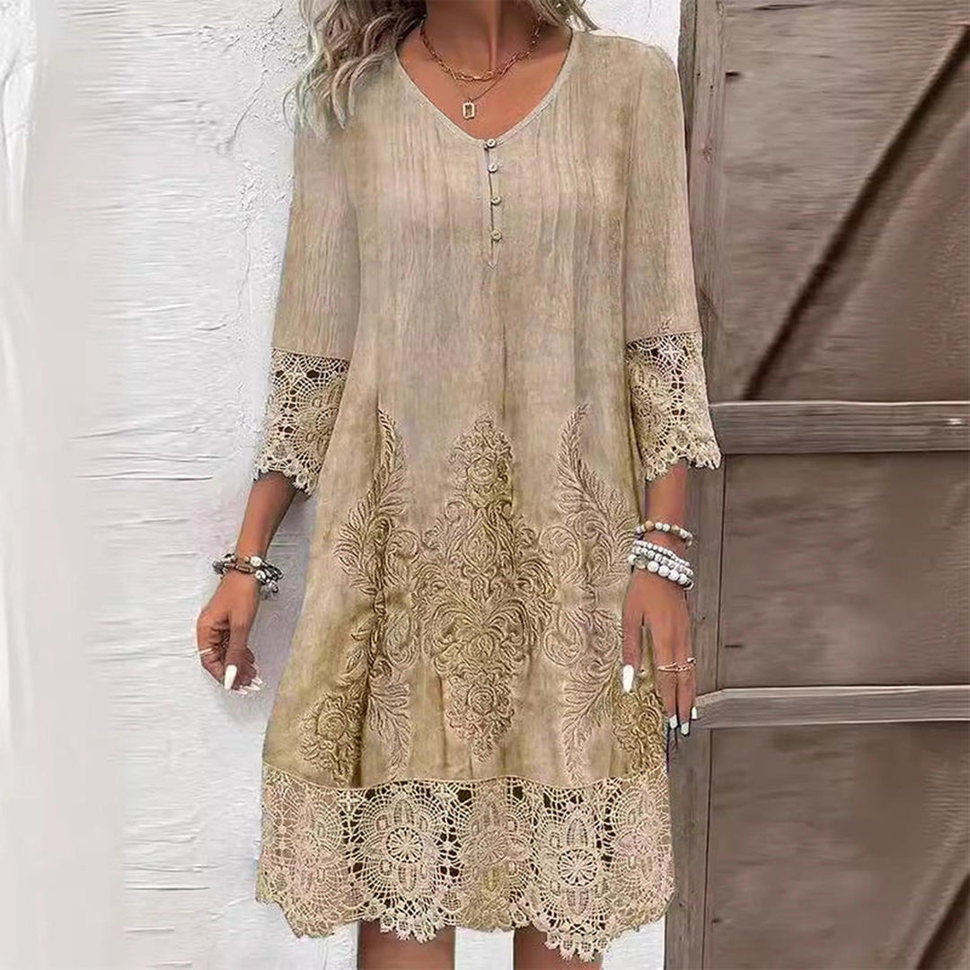Beatrice | Women's Embroidered Lace Detail Mini Dress