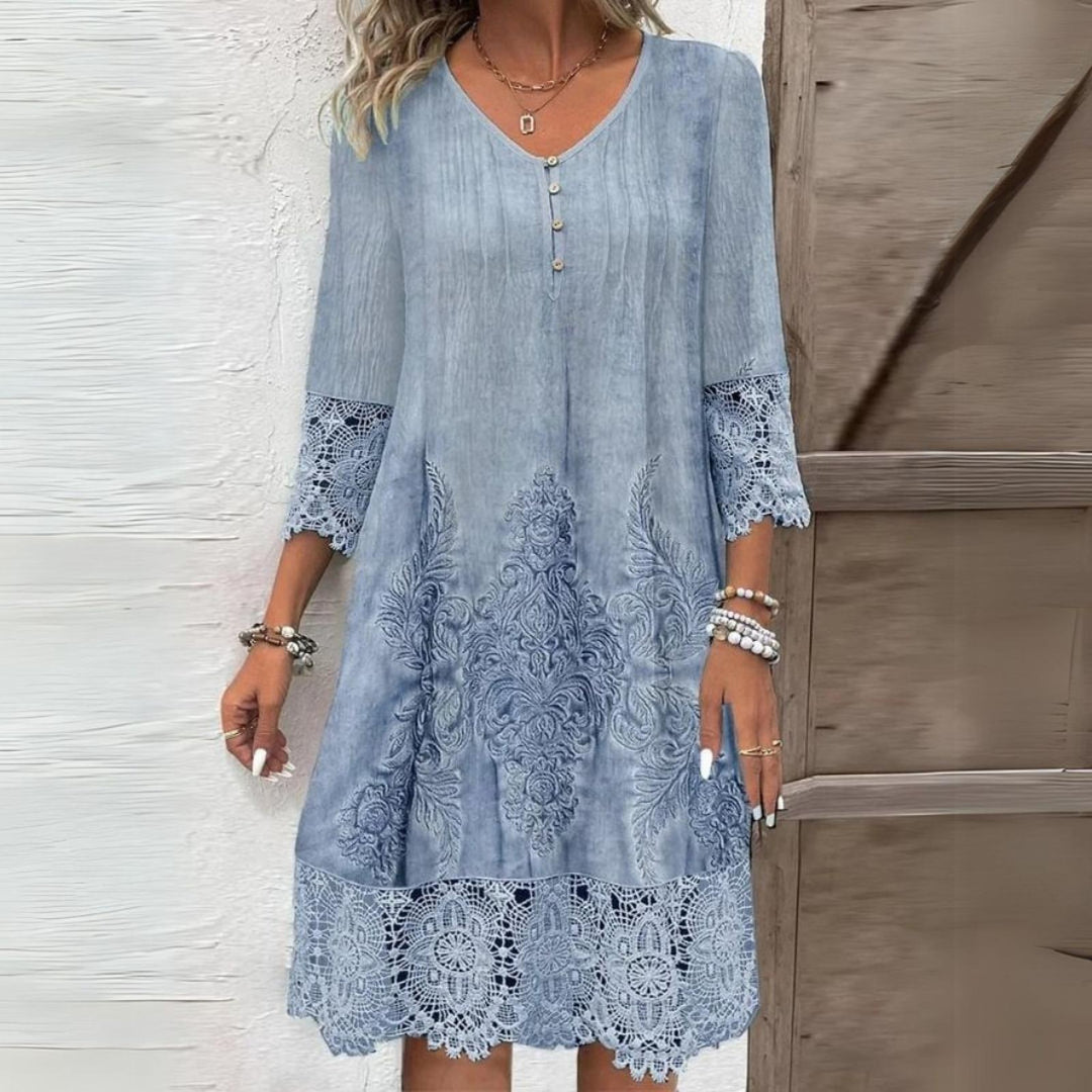 Beatrice | Women's Embroidered Lace Detail Mini Dress