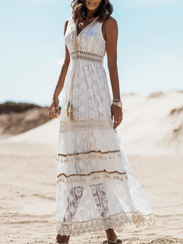 Bella | Women's Summer Boho Maxi V Neck Dress