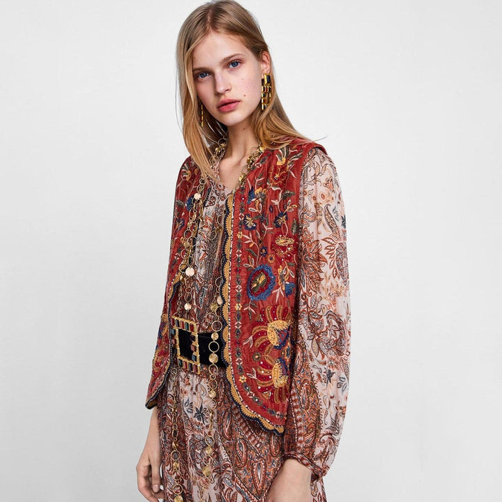 Blair | Women’s Boho Floral Open Front Vest Design