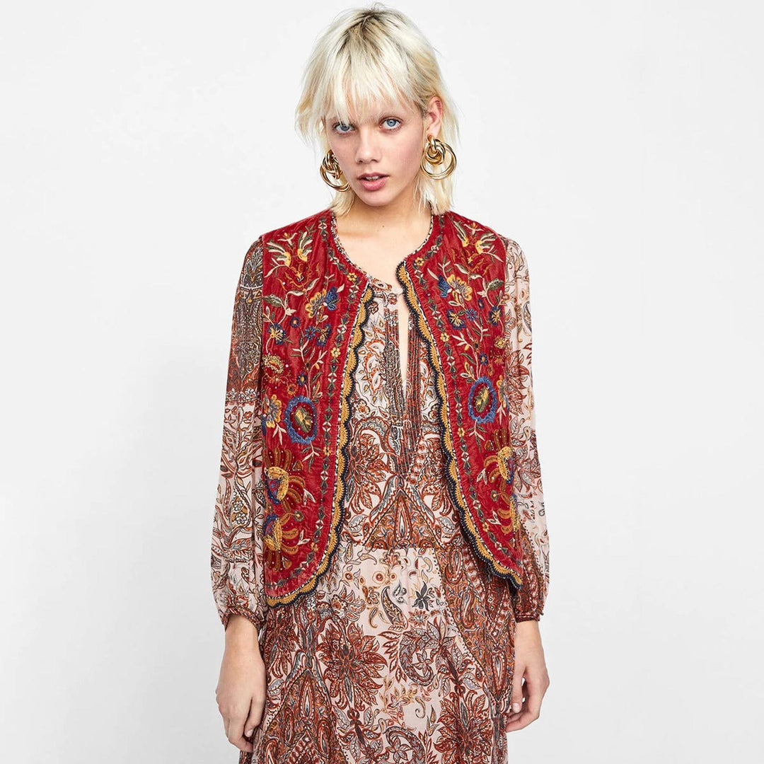 Blair | Women’s Boho Floral Open Front Vest Design