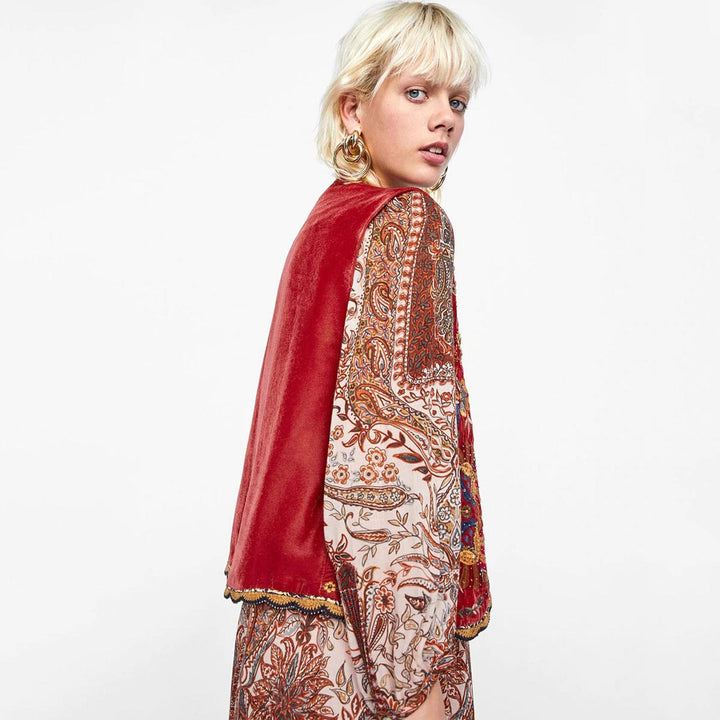 Blair | Women’s Boho Floral Open Front Vest Design