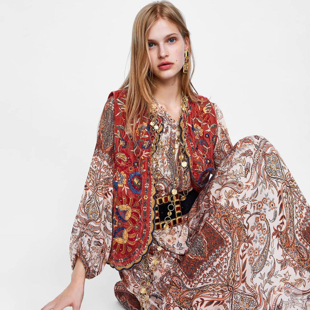 Blair | Women’s Boho Floral Open Front Vest Design