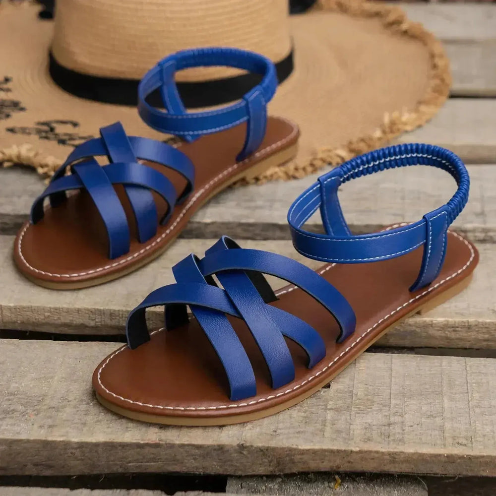 Brianna | Women's Braided Cross Strap Elastic Flat Sandals