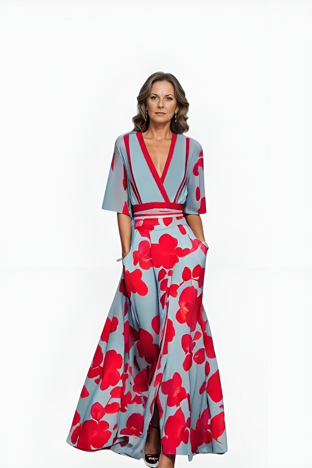 Brianna | Women's Summer Midi Wrap Floral Dress