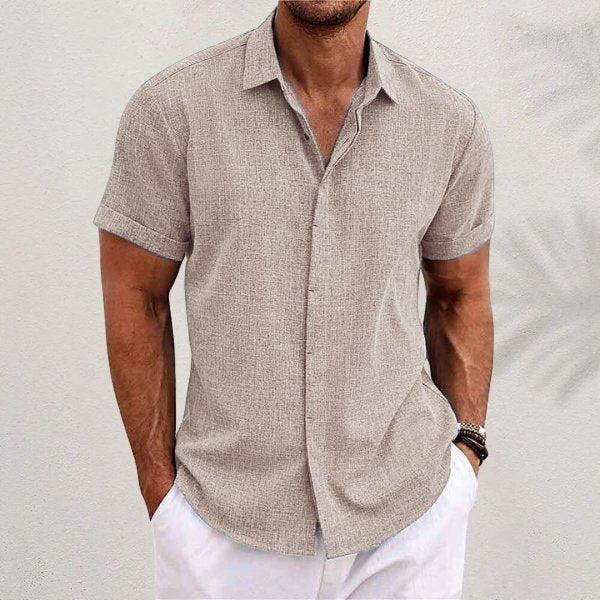 Caleb | Men's Linen Short Sleeve Shirt Button Down Regular Fit