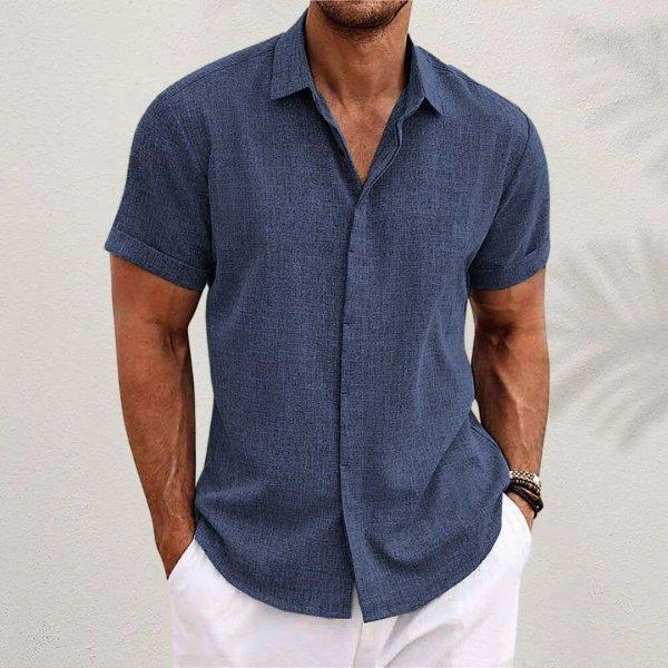 Caleb | Men's Linen Short Sleeve Shirt Button Down Regular Fit