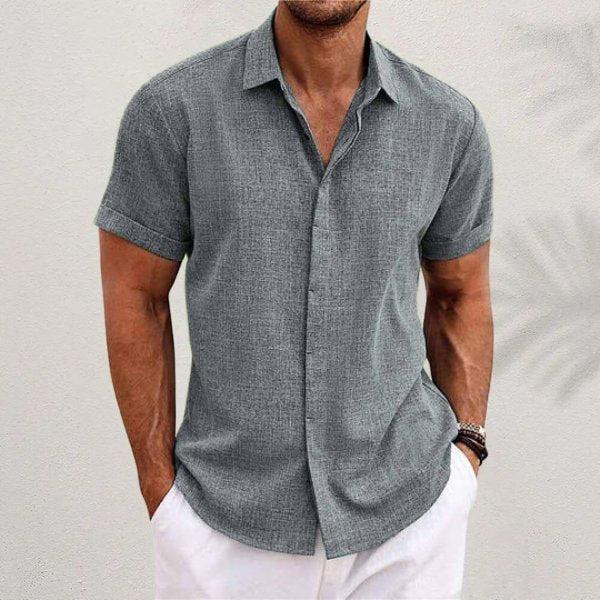 Caleb | Men's Linen Short Sleeve Shirt Button Down Regular Fit