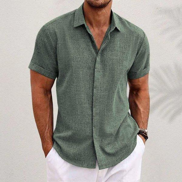 Caleb | Men's Linen Short Sleeve Shirt Button Down Regular Fit