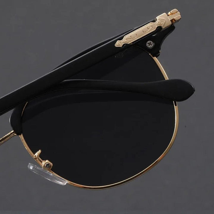 Caleb | Sunglasses Clubmaster Half-Frame Metal Alloy UV400 Protection