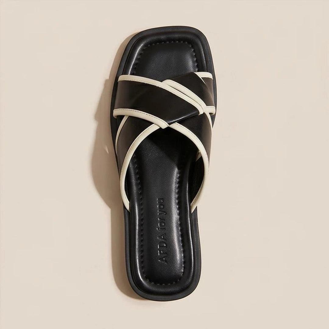 Camila | Fisherman Sandals Cross-Strap Slides Square Toe Slip-On