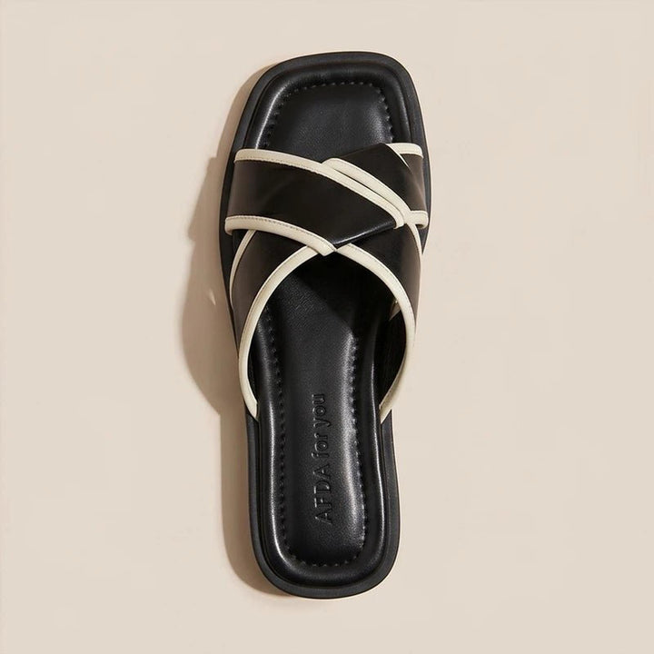 Camila | Fisherman Sandals Cross-Strap Slides Square Toe Slip-On