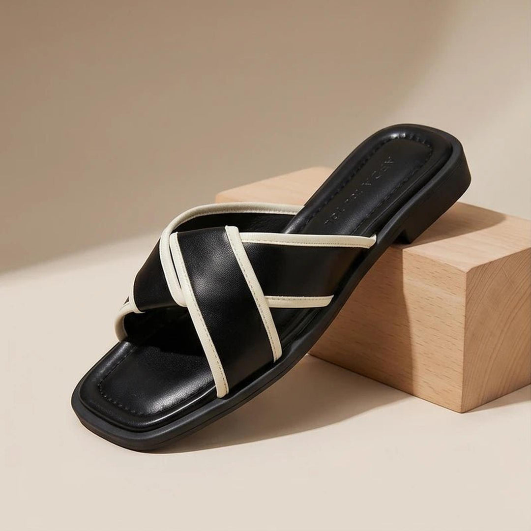 Camila | Fisherman Sandals Cross-Strap Slides Square Toe Slip-On