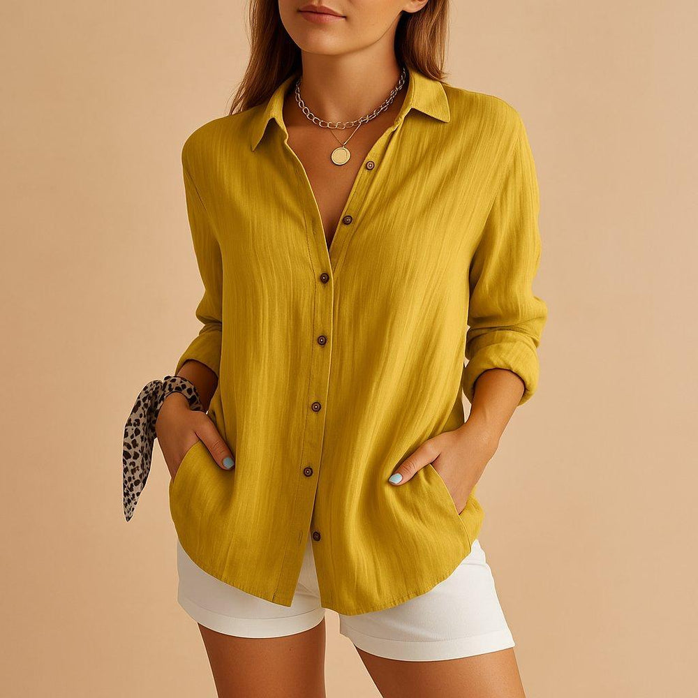 Camila | Linen Button Down Blouse Long Sleeve Relaxed Fit