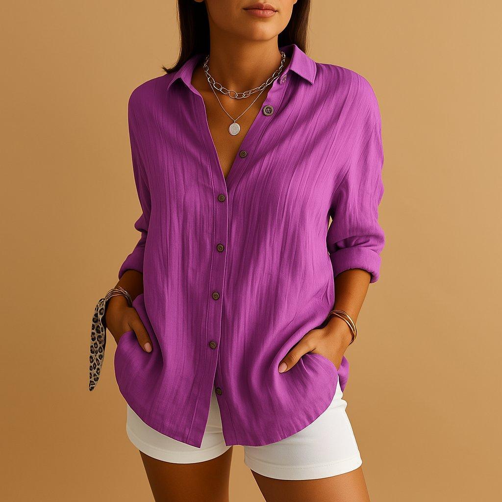 Camila | Linen Button Down Blouse Long Sleeve Relaxed Fit