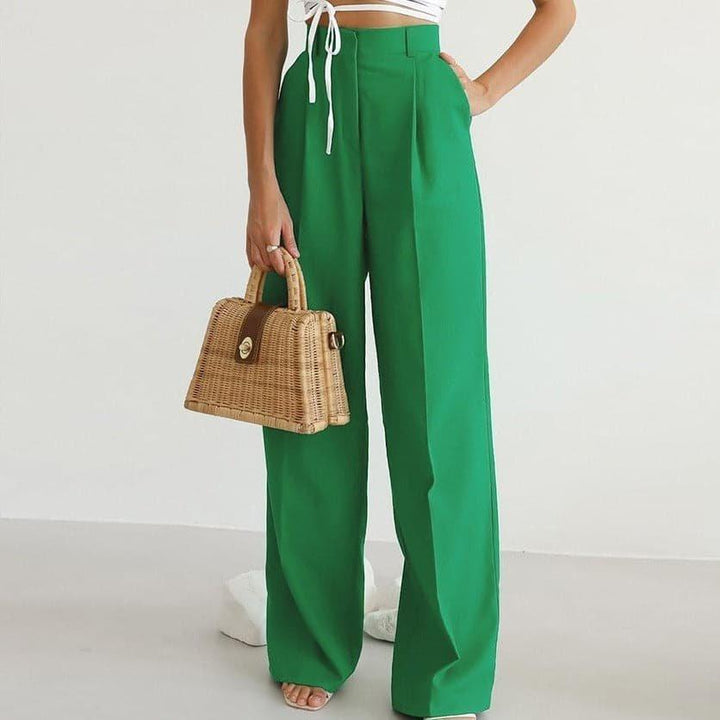 Camila | Linen High-Waisted Wide-Leg Pants Pleated