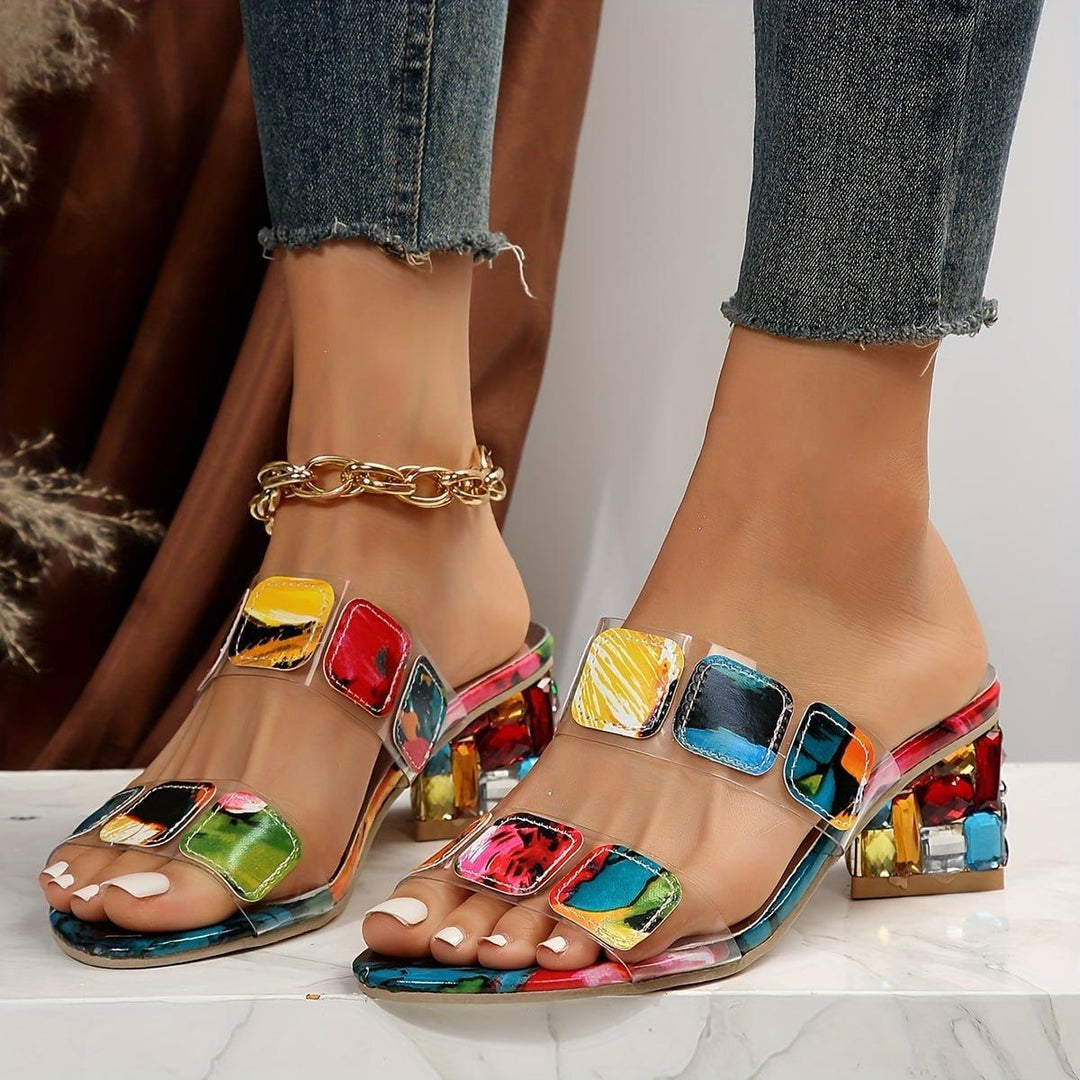 Camila | Women's Block Heel Sandals Open Toe Multi Strap Slip On